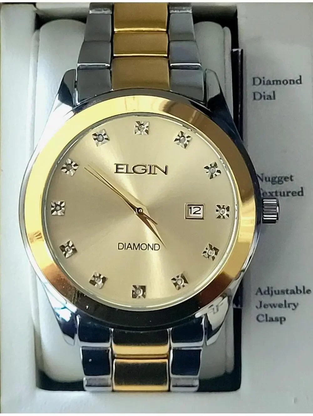 Rare Elgin Satin Diamond Dial Mens Watch Authorized‎ Dealer